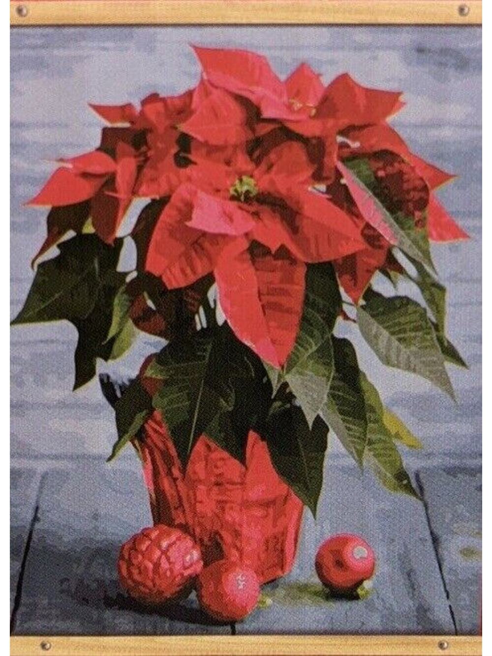 Artist's Loft Paint by Number Kit Christmas Poinsettia 16"x 20" Canvas Gift Art
